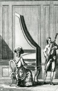 Musicians Playing an Upright Clavicord and a Bassoon by French School
